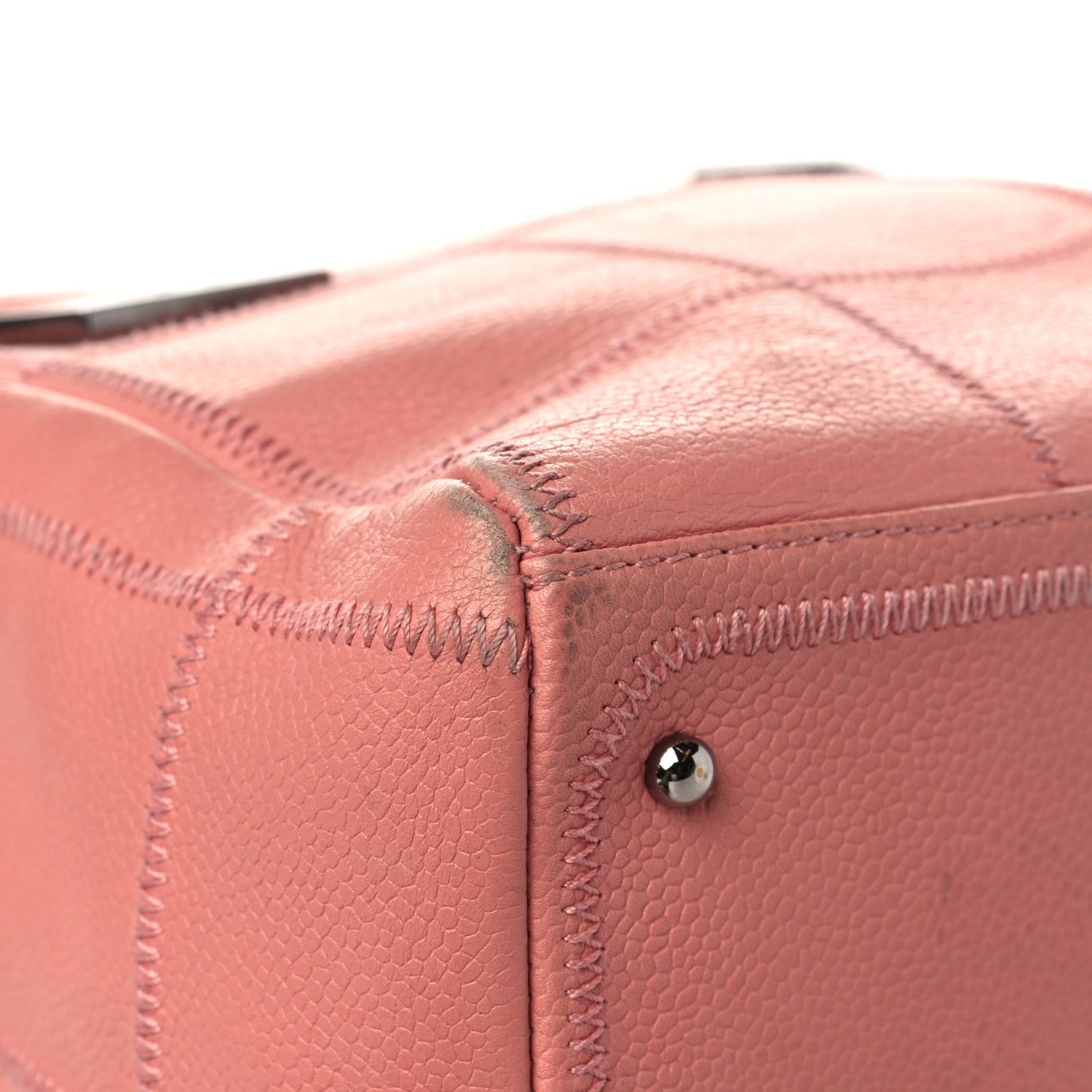 Chanel Caviar Square Stitched Bowler Pink 10 of 14
