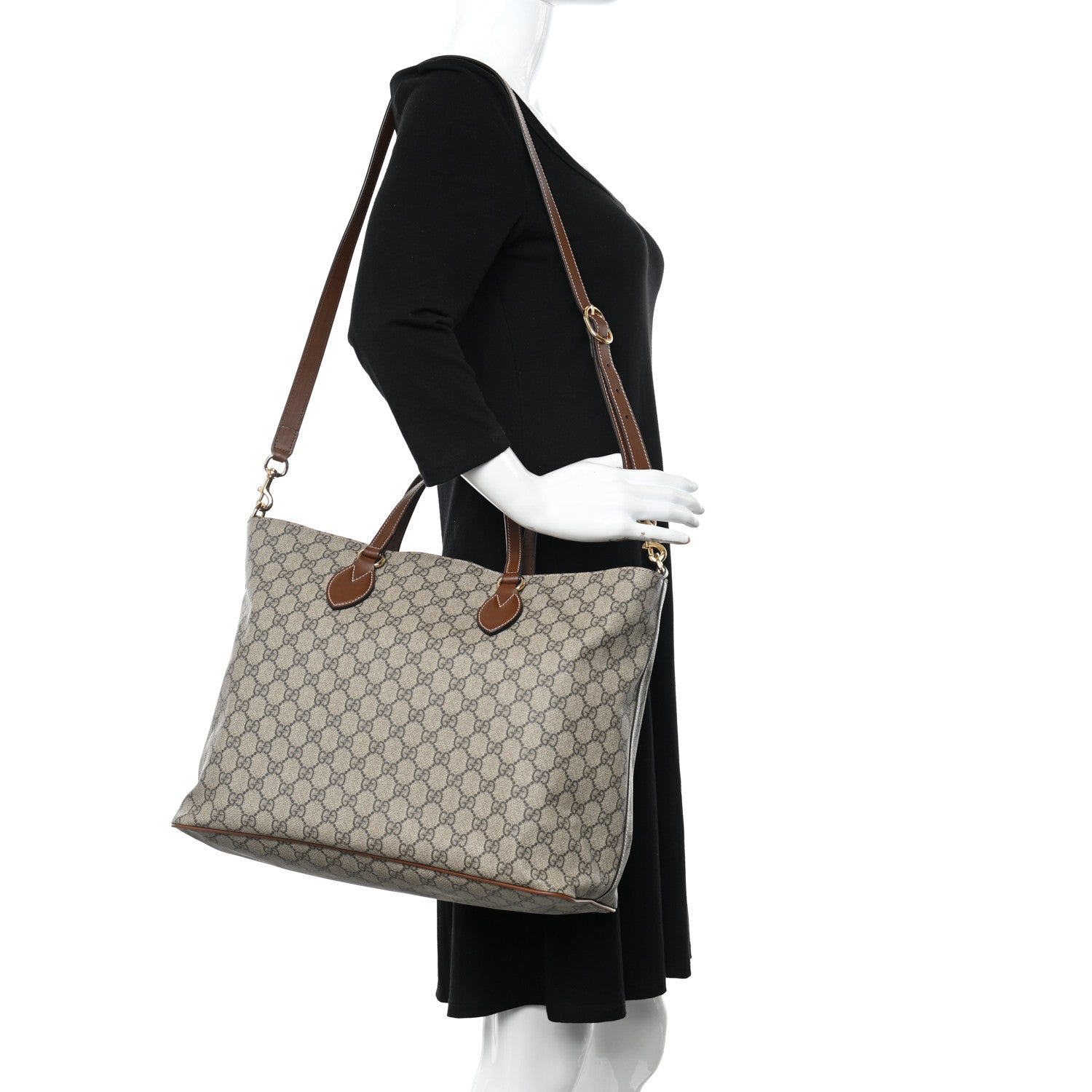 Gucci Soft GG Supreme Monogram Medium Crossbody Tote Beige Cuir 2 of 10