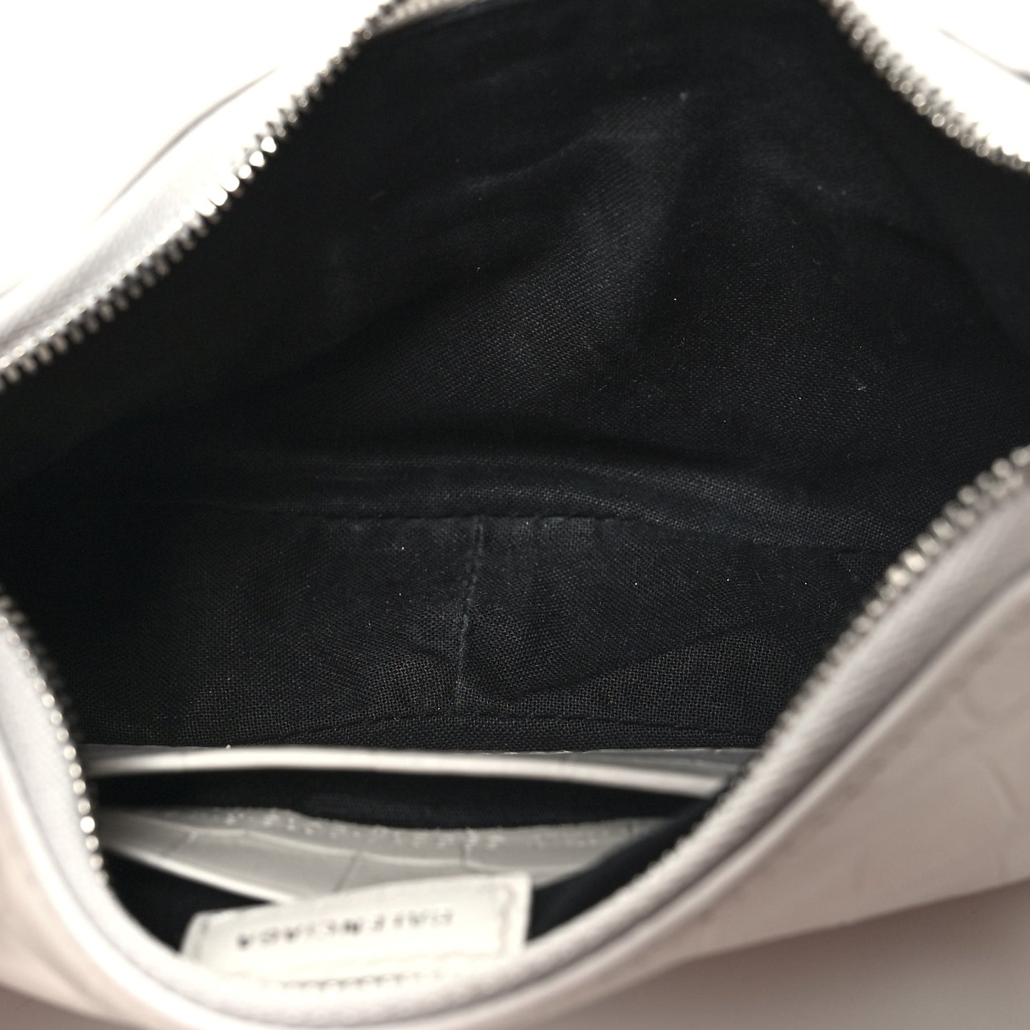 Extra Supple Calfskin Crocodile Embossed Le Cagole Mini Purse With Chain White