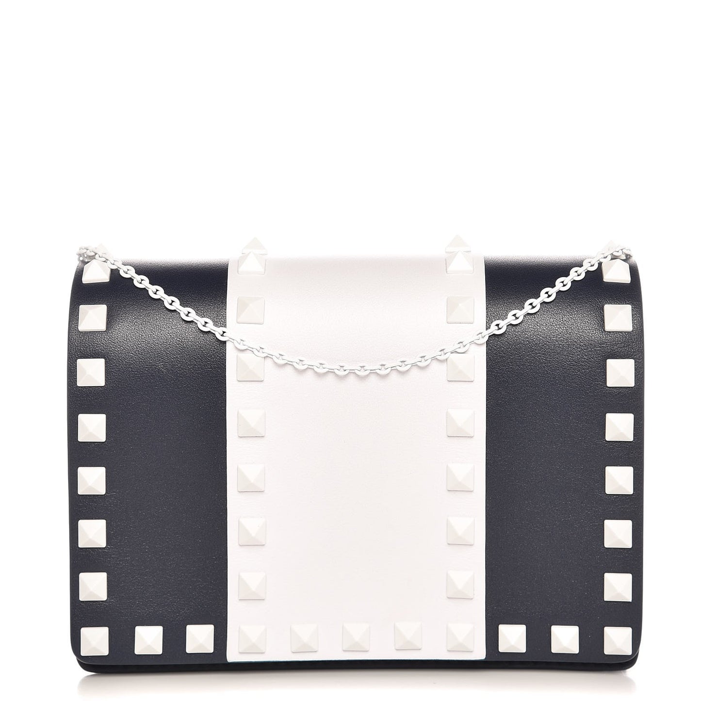 Vitello Colorblock Free Rockstud Wallet on Chain Marine Optic White