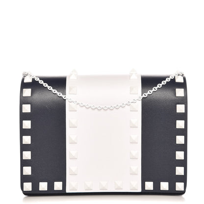 Valentino Garavani Vitello Colorblock Free Rockstud Wallet on Chain Marine Optic White 1 of 8