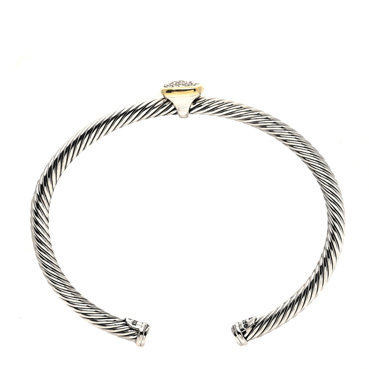 Sterling Silver 18K Yellow Gold Diamond 4mm Cable Classics Station Bracelet
