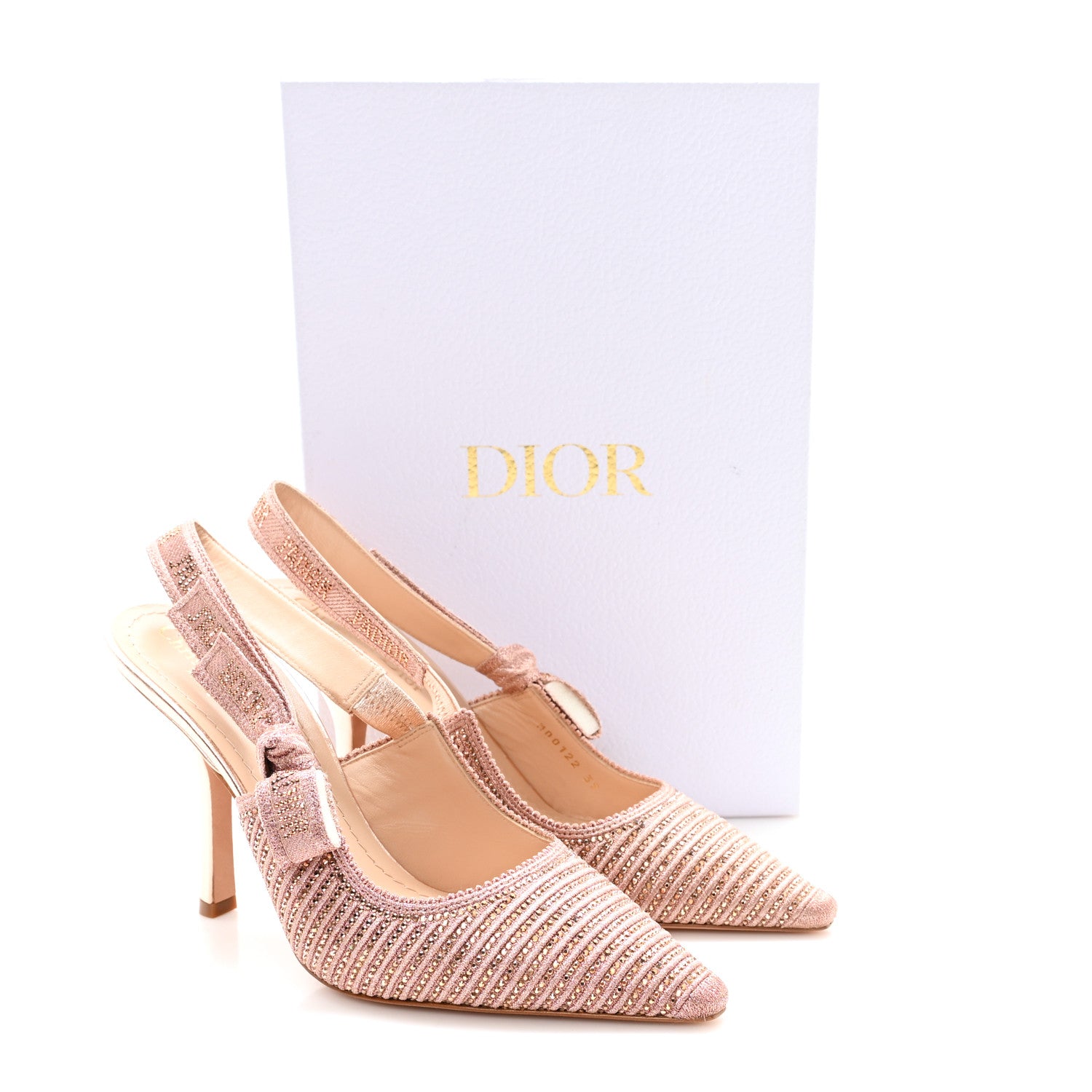 Christian Dior Cotton Laminated Strass J'Adior Slingback 100mm Pumps 39 Rose Des Vents 10 of 10
