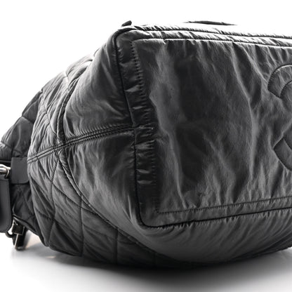 Chanel Coated Canvas Quilted Large Garment Travel Bag Black 9 of 10