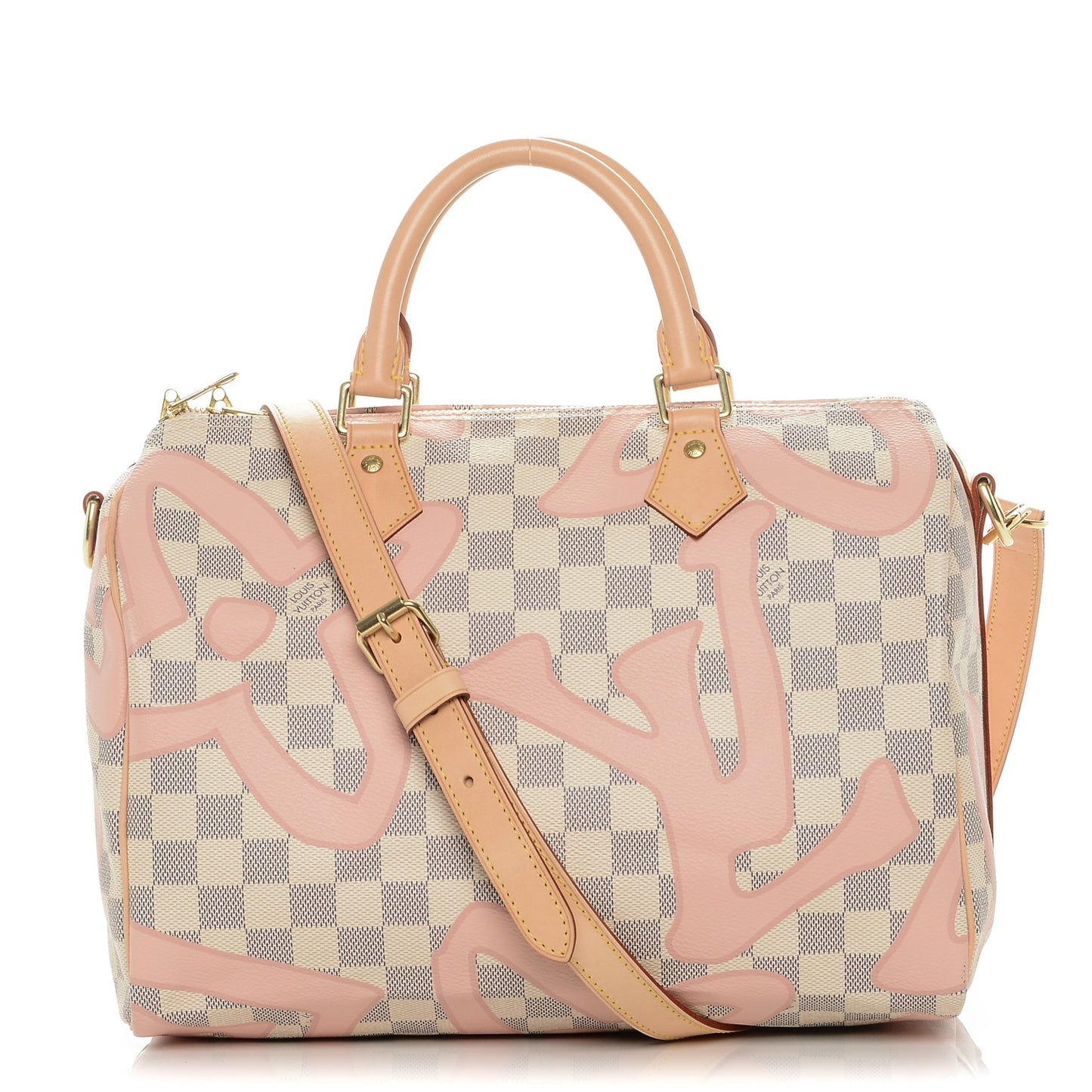 Damier Azur Tahitienne Speedy Bandouliere 30 Rose Ballerine