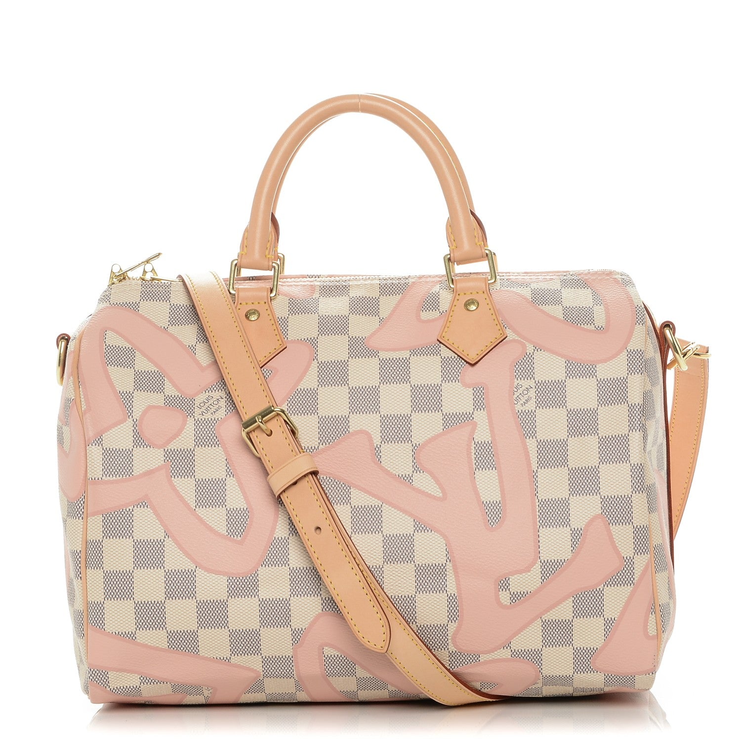 Louis Vuitton Damier Azur Tahitienne Speedy Bandouliere 30 Rose Ballerine 1 of 6