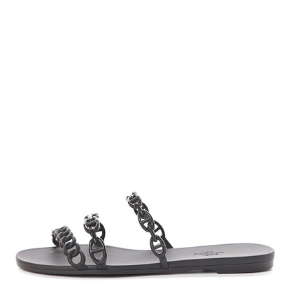 Hermes Rubber Chaine d'Ancre Rivage Sandals 38 Black 1 of 7