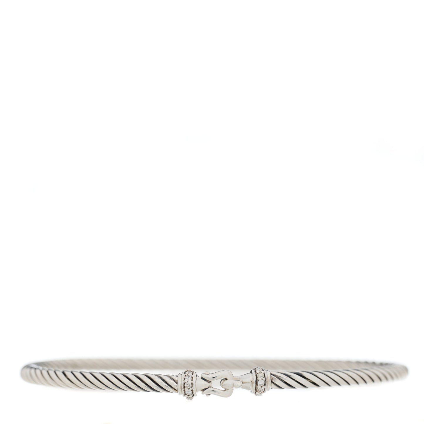 Sterling Silver Diamond 3mm Cable Buckle Bracelet