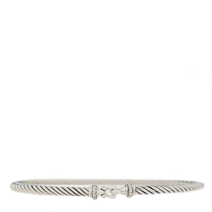 David Yurman Sterling Silver Diamond 3mm Cable Buckle Bracelet 1 of 3