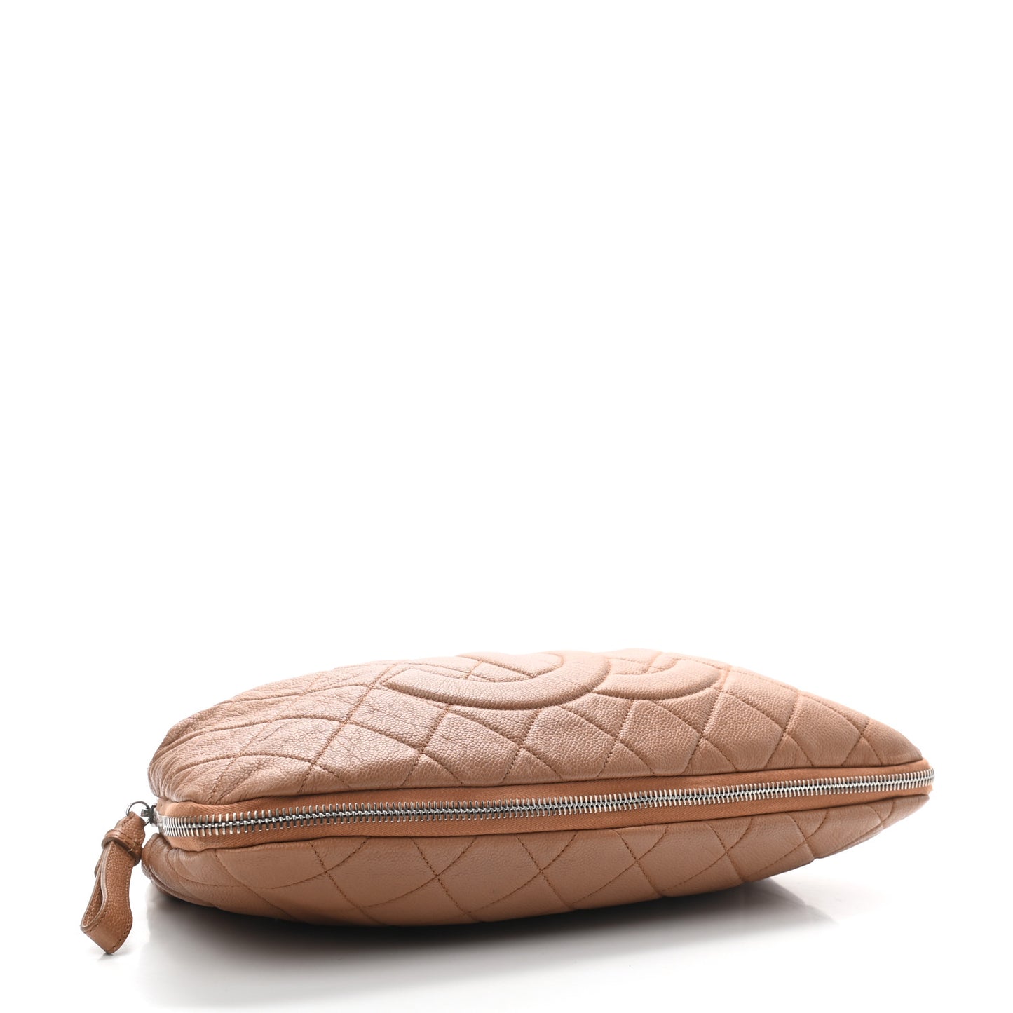 Caviar Quilted Expandable Zip Shoulder Bag Beige