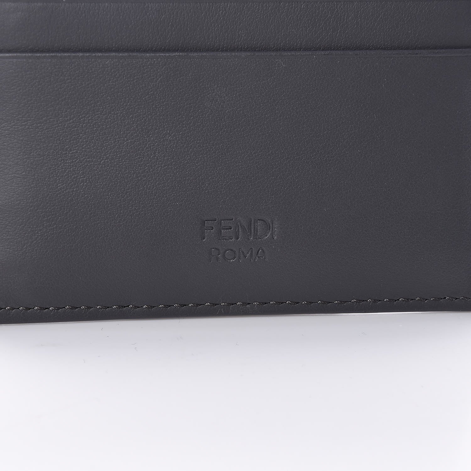Fendi Vitello Century Metal Monster Eyes Card Holder Grey 8 of 9