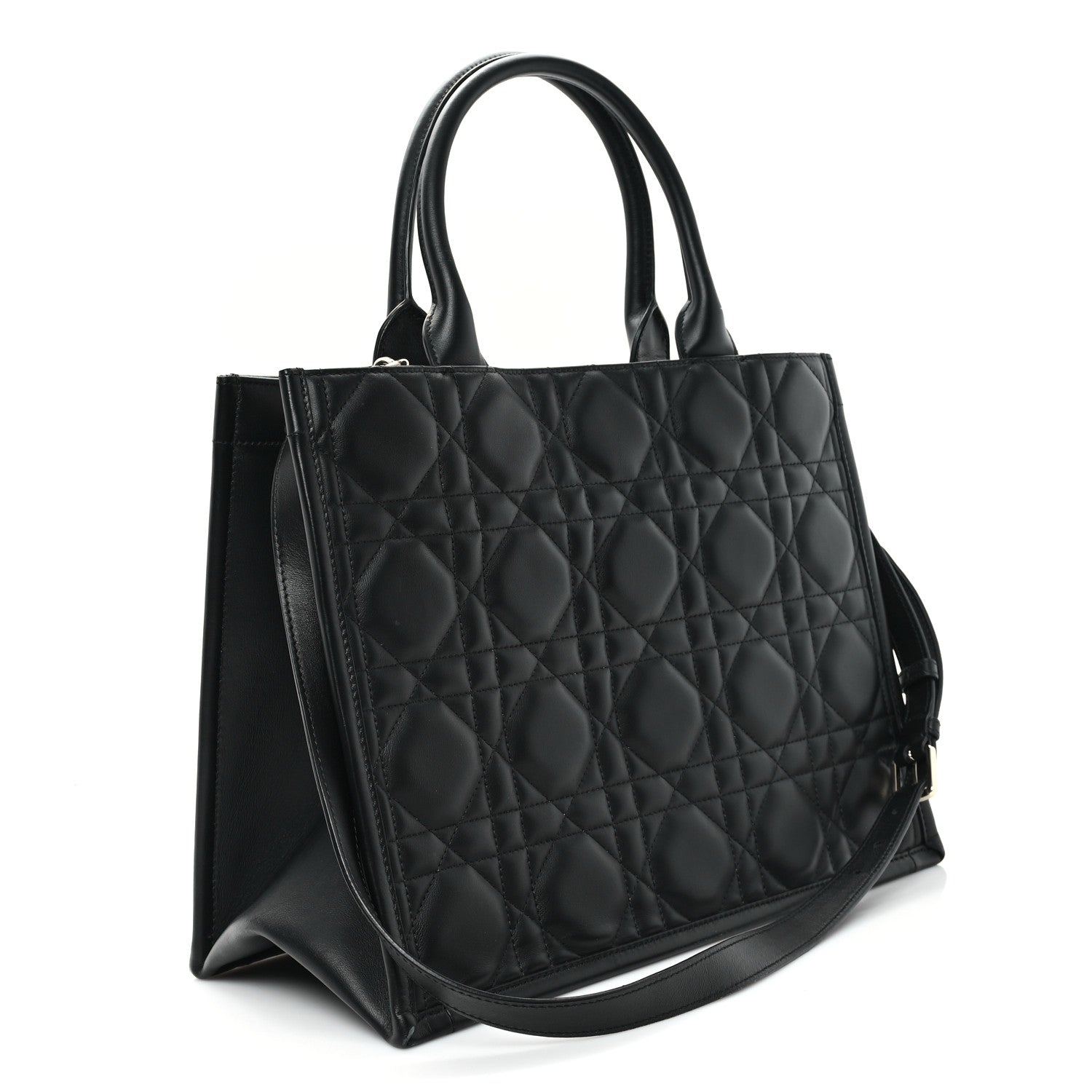 Christian Dior Calfskin Macro Cannage Medium Book Tote Black 3 of 12
