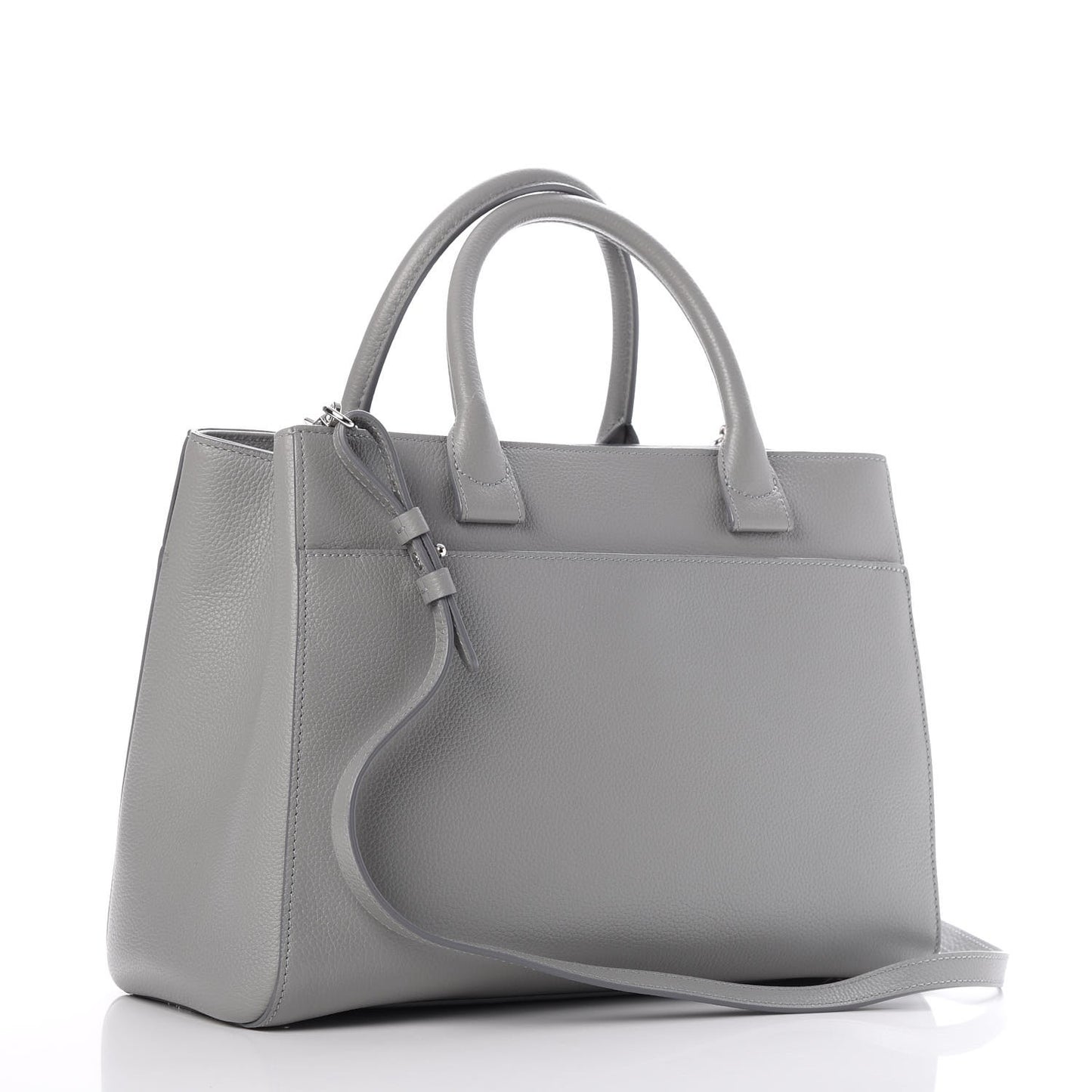 Grained Calfskin Small Neo Executive Shopper Tote Grey