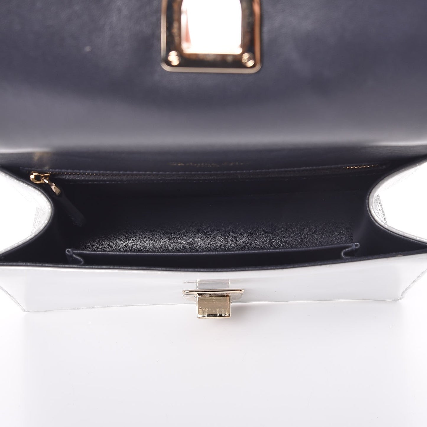 Patent Micro-Cannage Small Diorama Flap Bag White