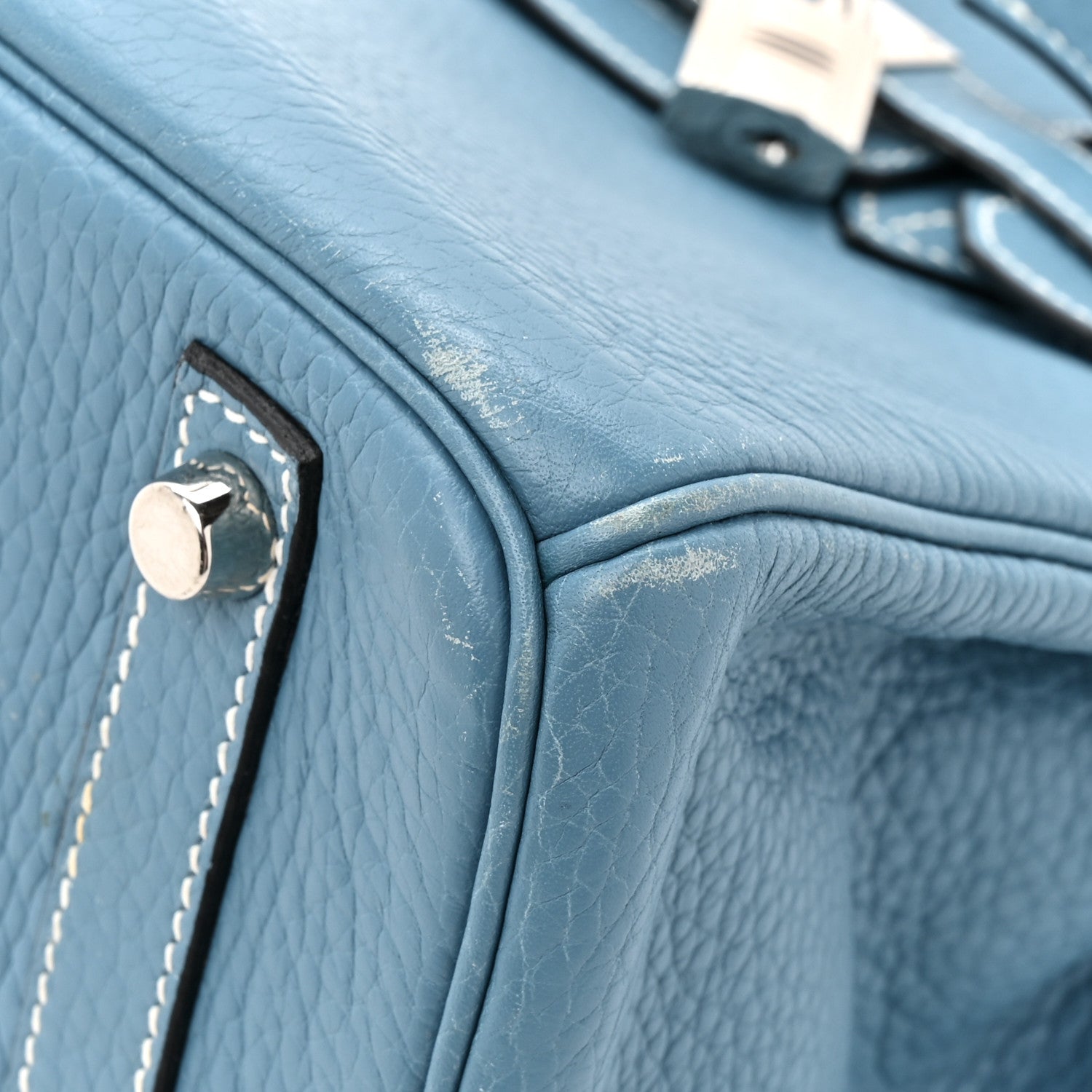 Hermes Taurillon Clemence Birkin 30 Blue Jean 9 of 17