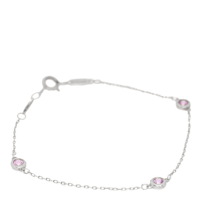 Tiffany Sterling Silver Pink Sapphire Elsa Peretti Color By The Yard 3 Station Bracelet 1 of 5