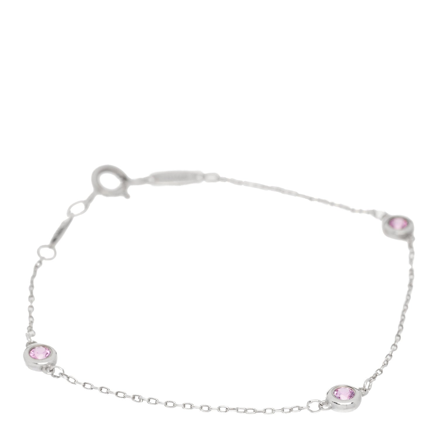 Tiffany Sterling Silver Pink Sapphire Elsa Peretti Color By The Yard 3 Station Bracelet 1 of 5