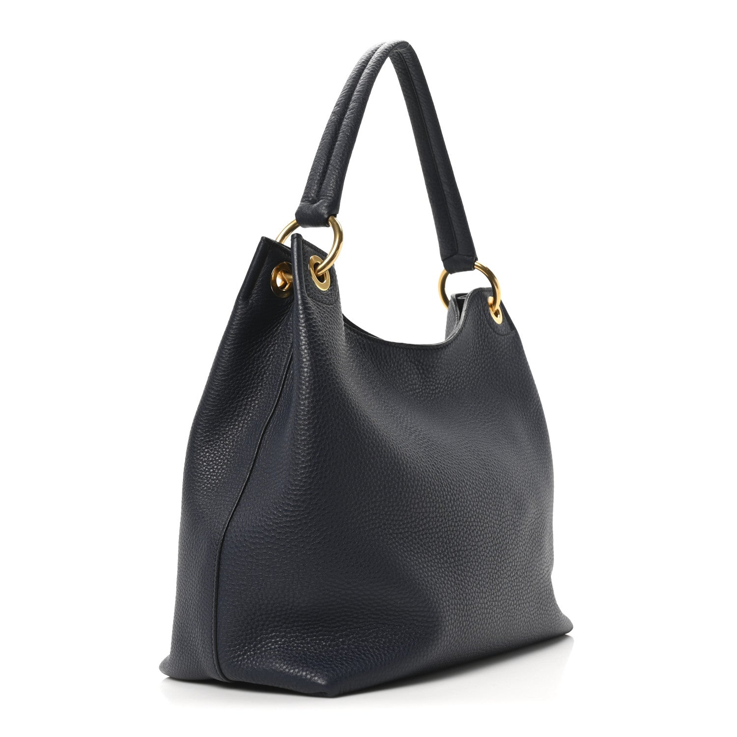 Prada Vitello Daino Embossed Logo Hobo Baltico 3 of 10