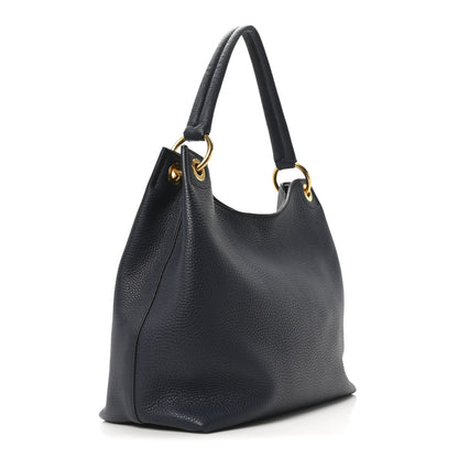 Prada Vitello Daino Embossed Logo Hobo Baltico 3 of 10
