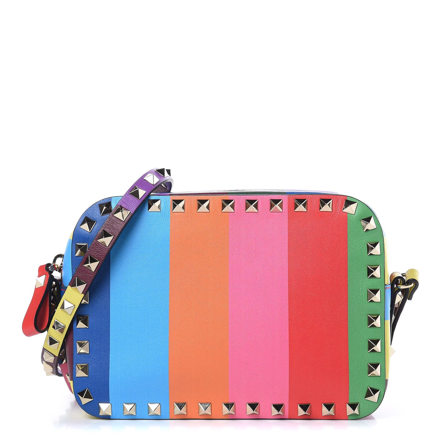 Vitello 1973 Rockstud Camera Crossbody Bag Multicolor