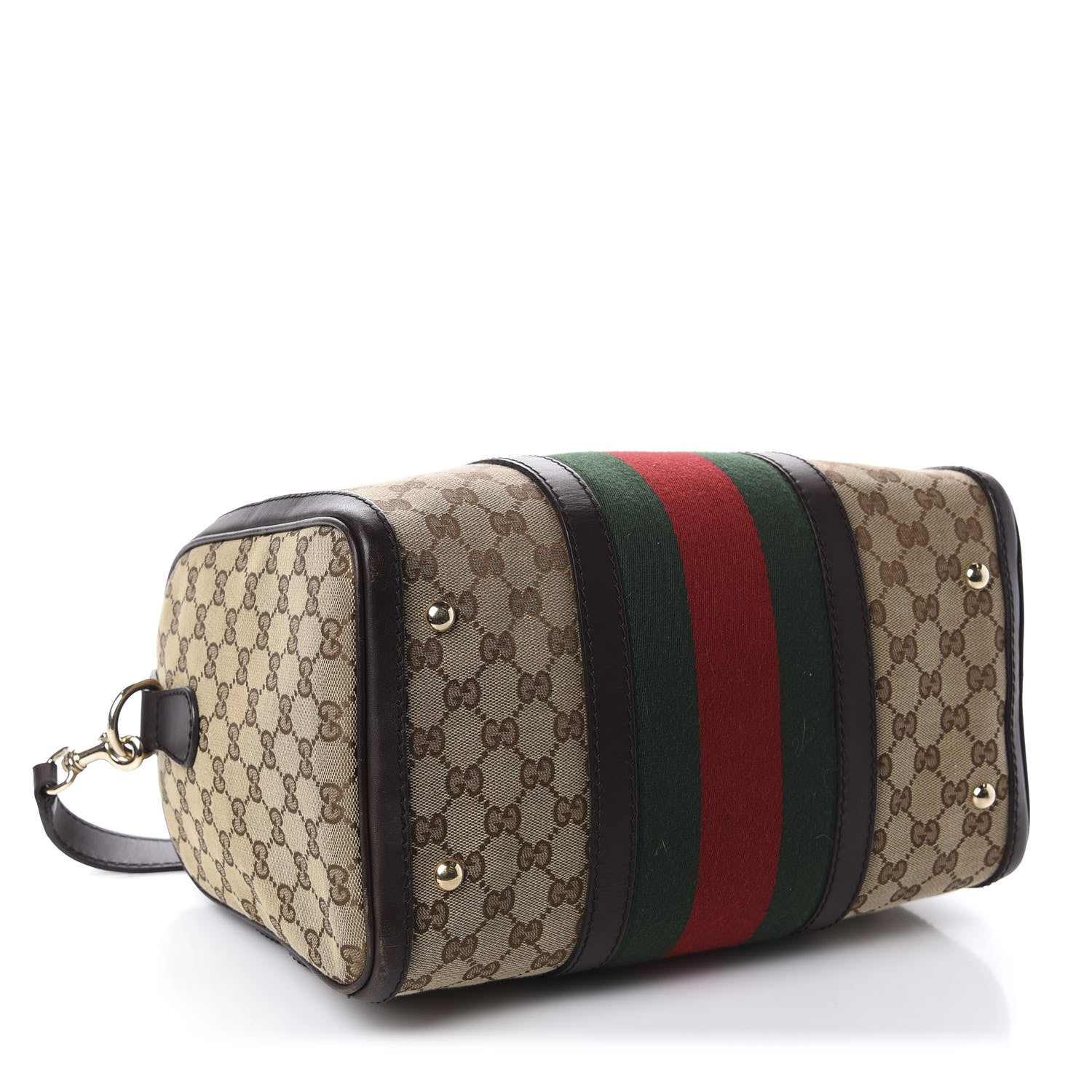 Gucci Monogram Vintage Web Medium Boston Dark Brown 4 of 16