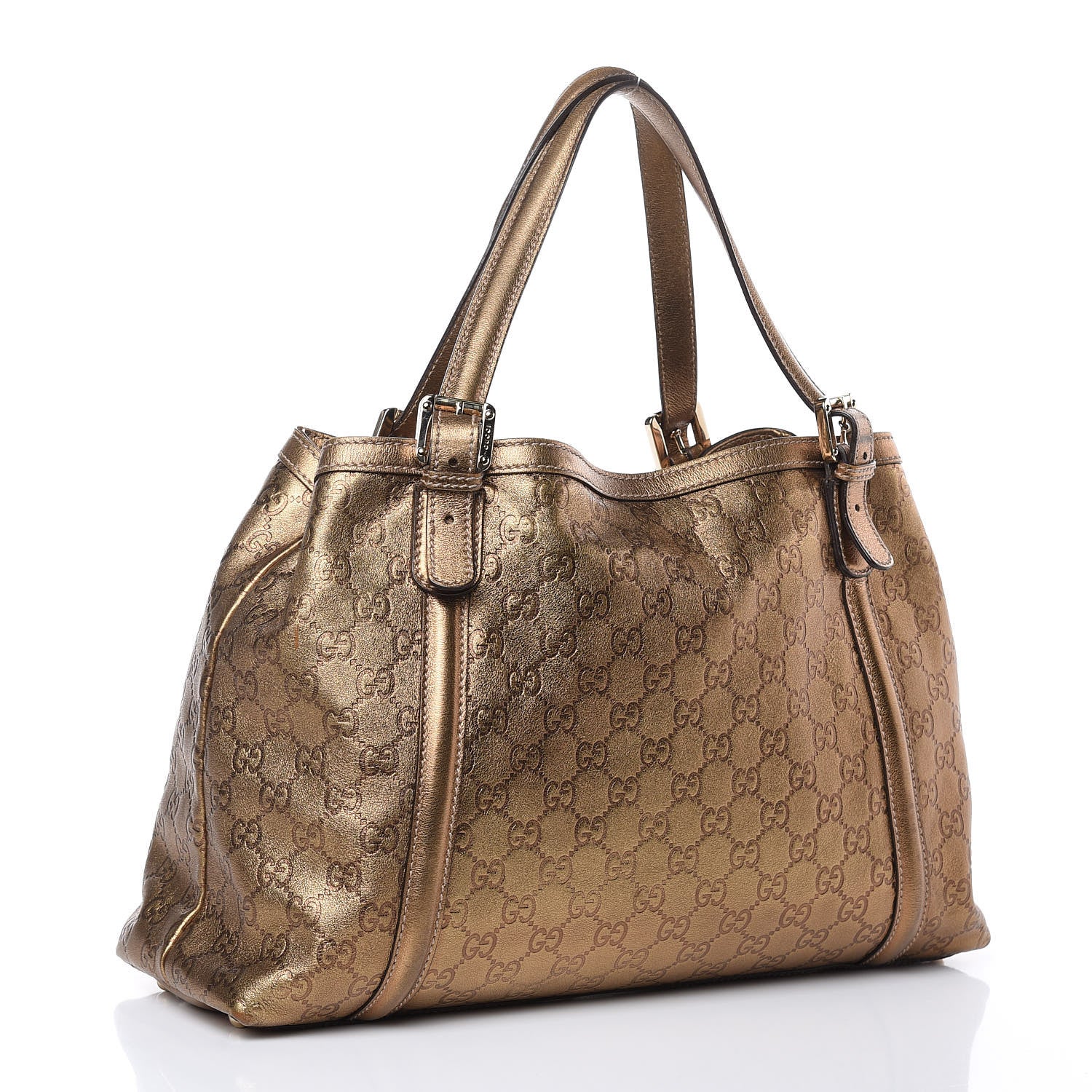 Gucci Metallic Guccissima Medium Britt Tote Gold 3 of 13