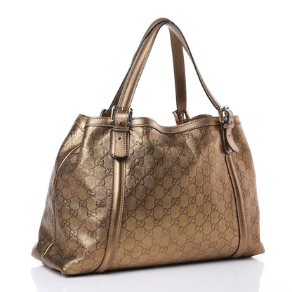 Gucci Metallic Guccissima Medium Britt Tote Gold 3 of 13