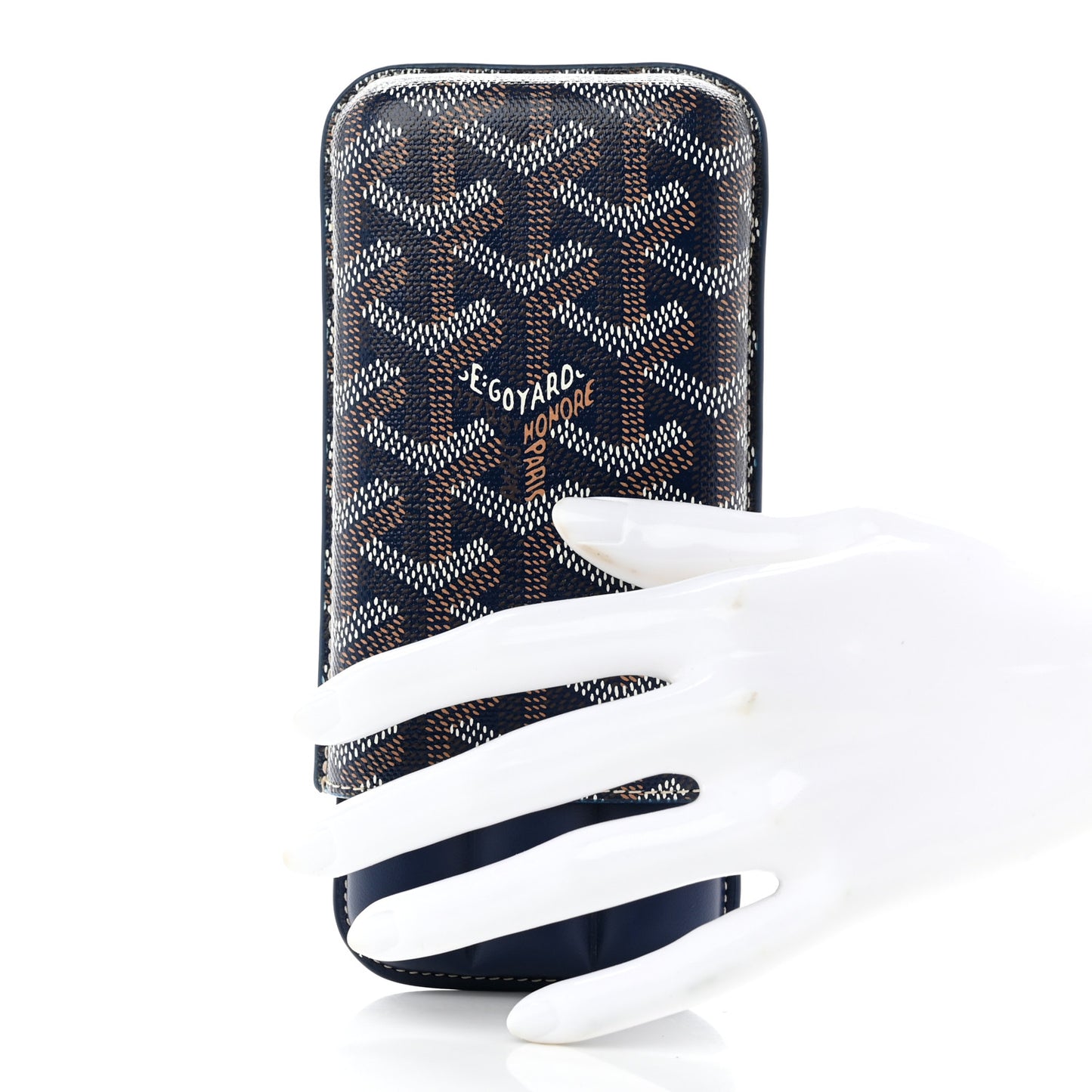 Goyardine Churchill 3 Cigar Case Navy