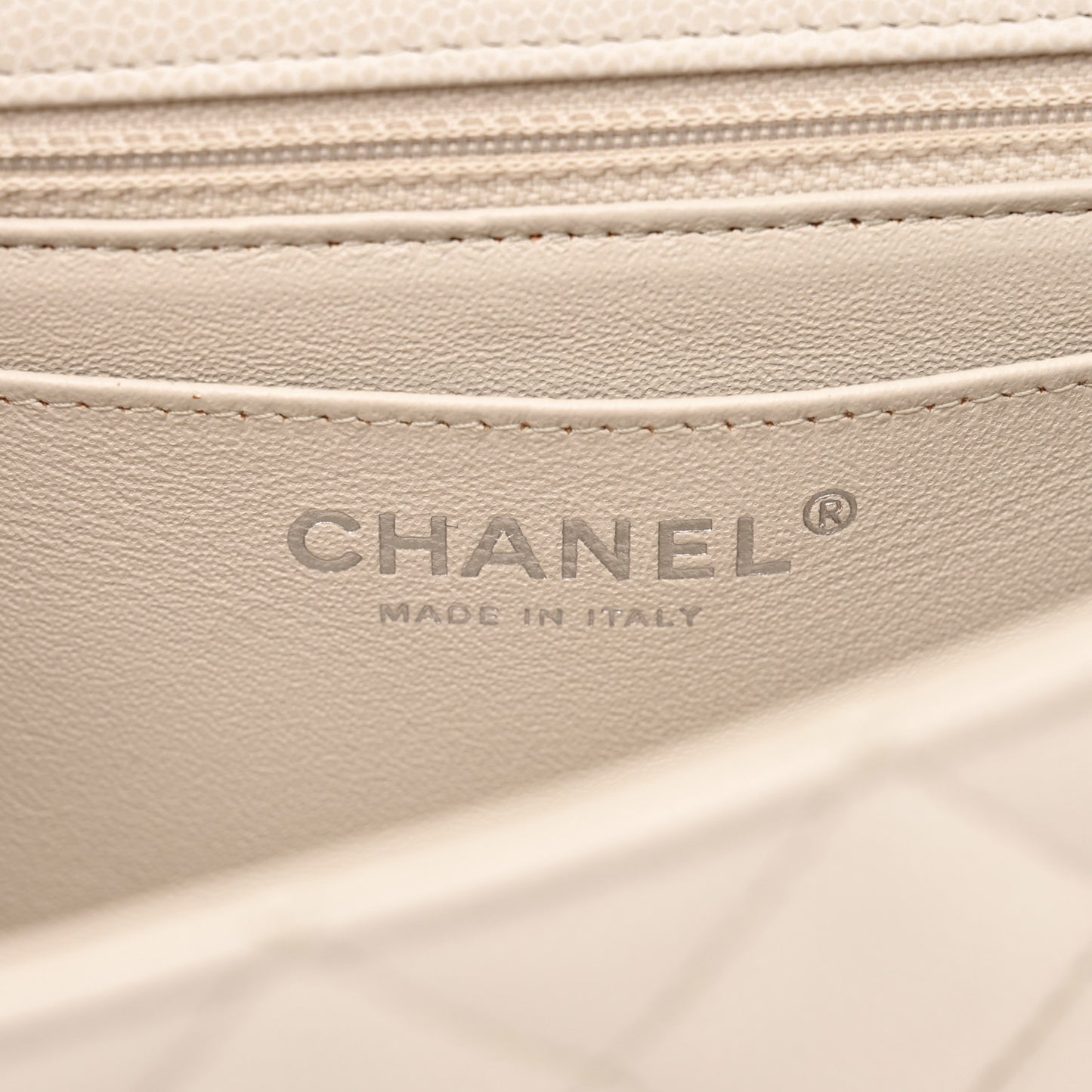 Caviar Quilted Mini Rectangular Flap Ivory