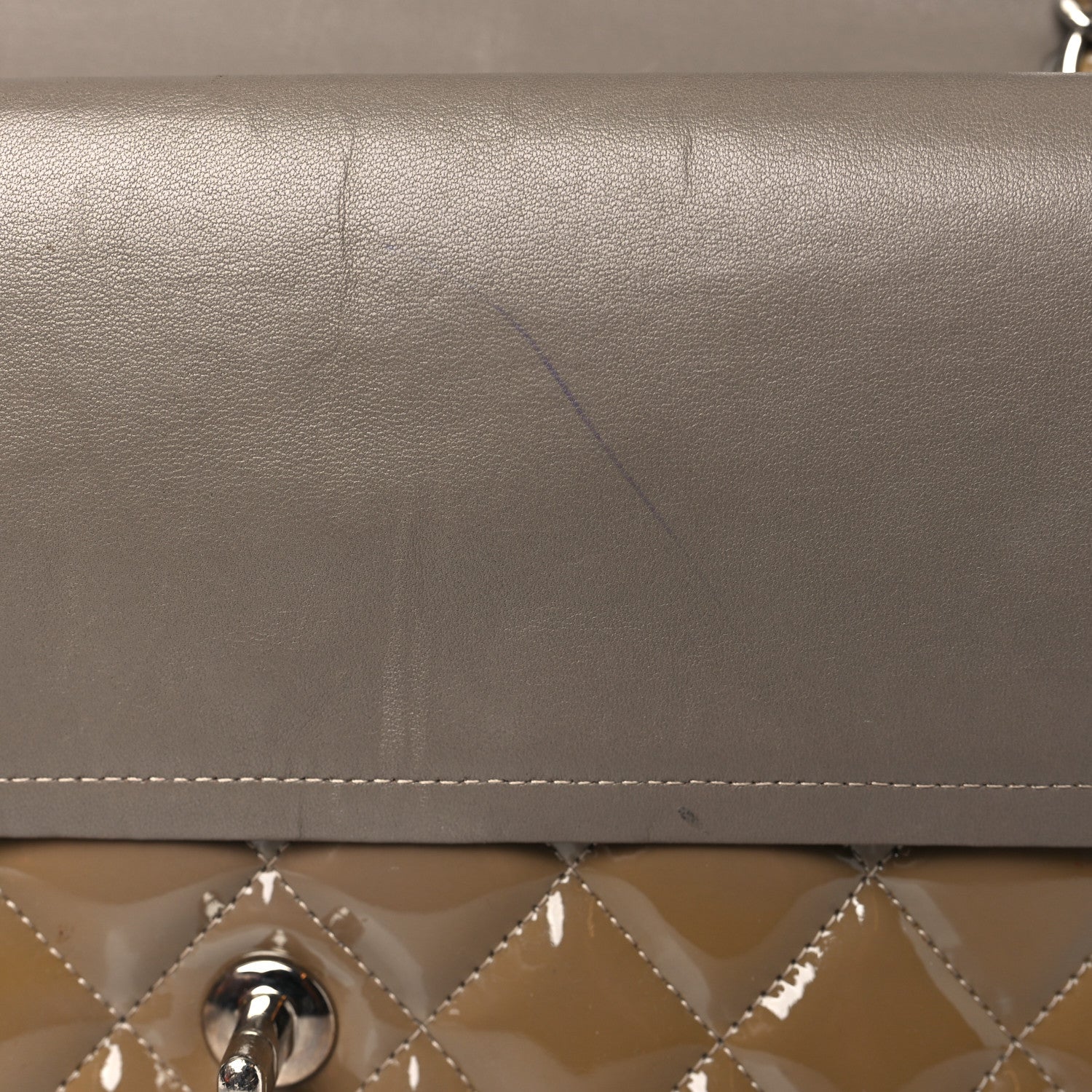 Chanel Patent Calfskin Quilted Jumbo Double Flap Grey 12 of 15