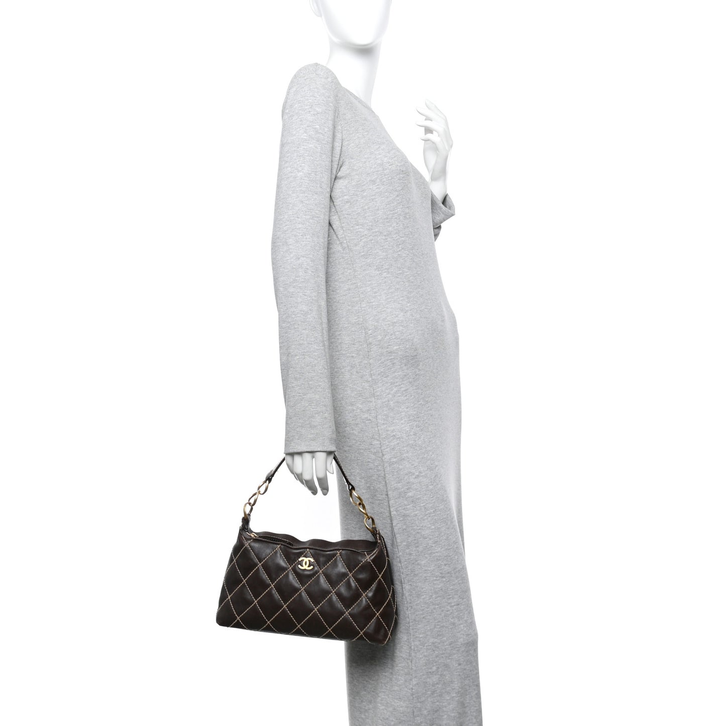Calfskin Wild Stitch Hobo Brown