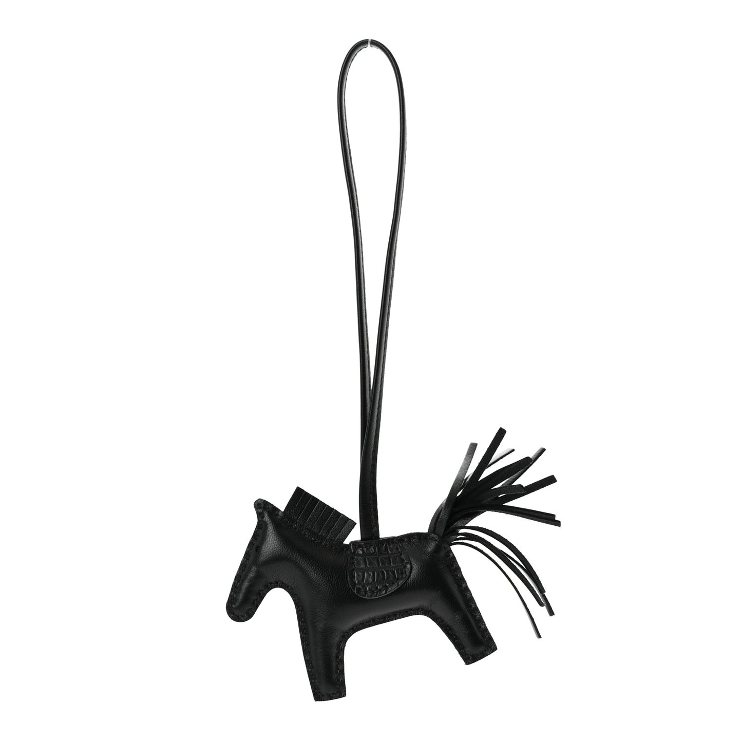 Milo Lambskin Matte Alligator Touch Grigri Rodeo Horse Bag Charm PM So Black