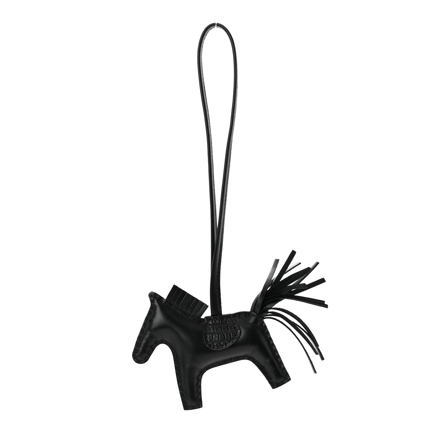 Hermes Milo Lambskin Matte Alligator Touch Grigri Rodeo Horse Bag Charm PM So Black 1 of 4