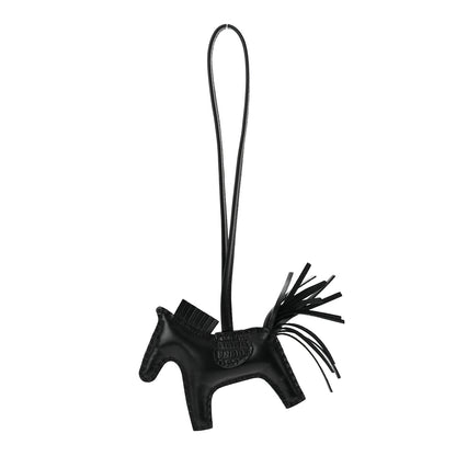 Hermes Milo Lambskin Matte Alligator Touch Grigri Rodeo Horse Bag Charm PM So Black 1 of 4