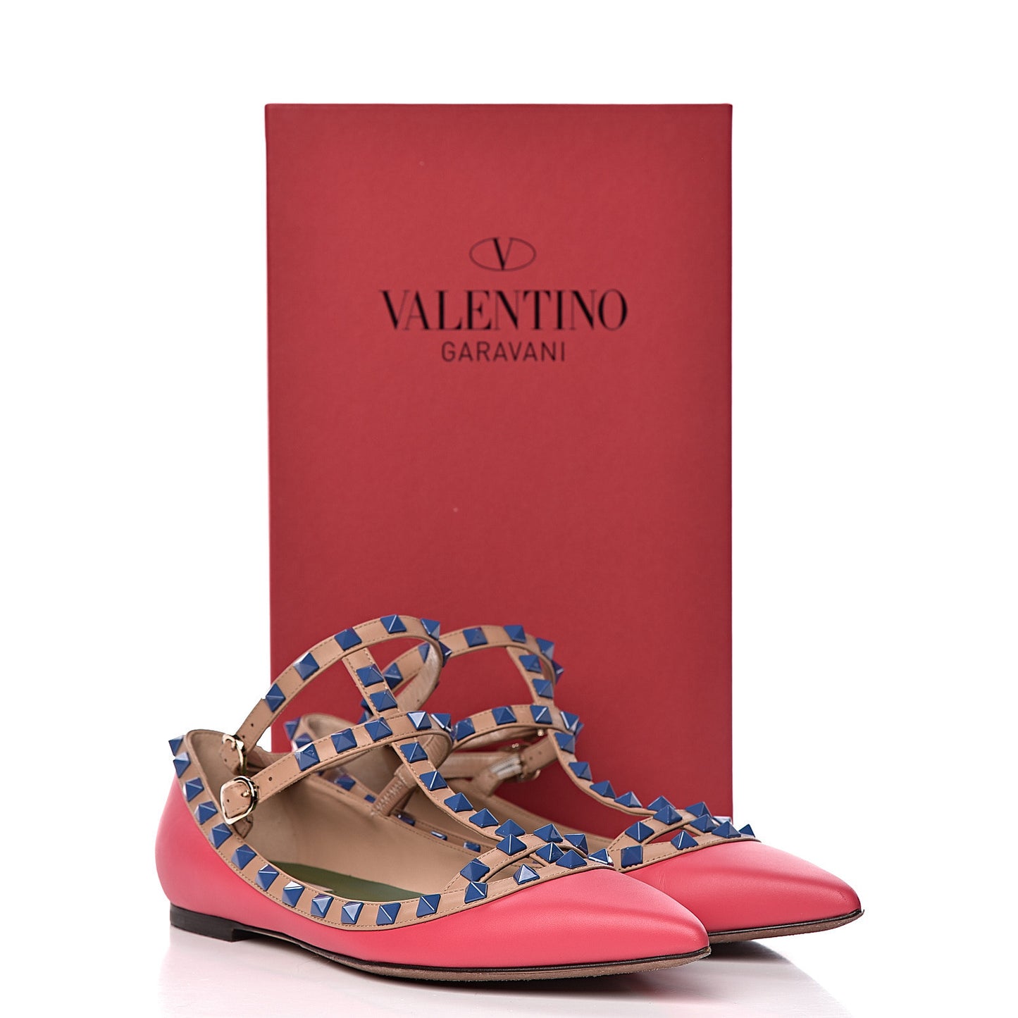 Nappa Rockstud Cage Ballerina Flats 38 Deep Fuxia