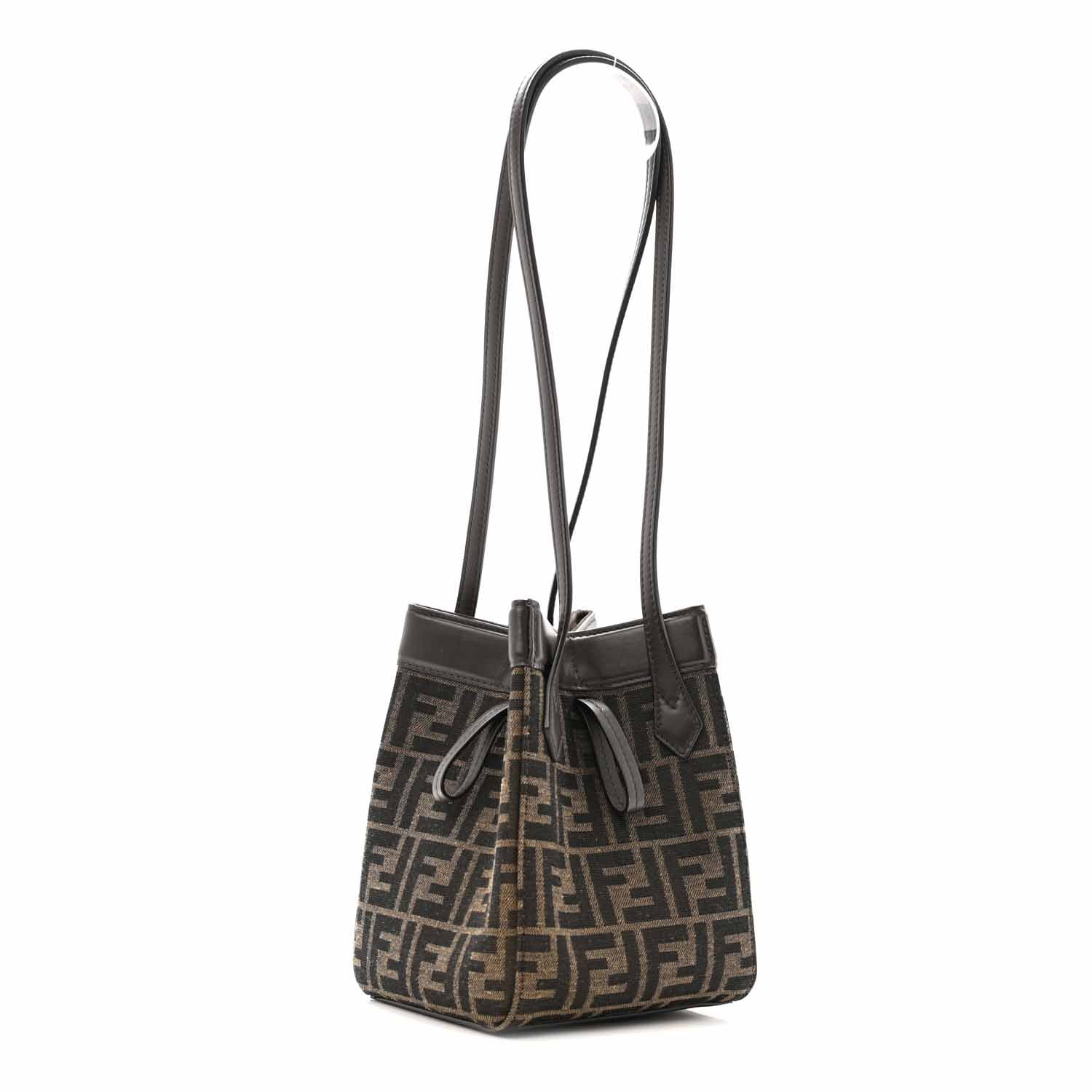 Fendi Fabric Jacquard Vitello Grace FF 1974 Mini Fendi Origami Tobacco Moro Ebano 3 of 11