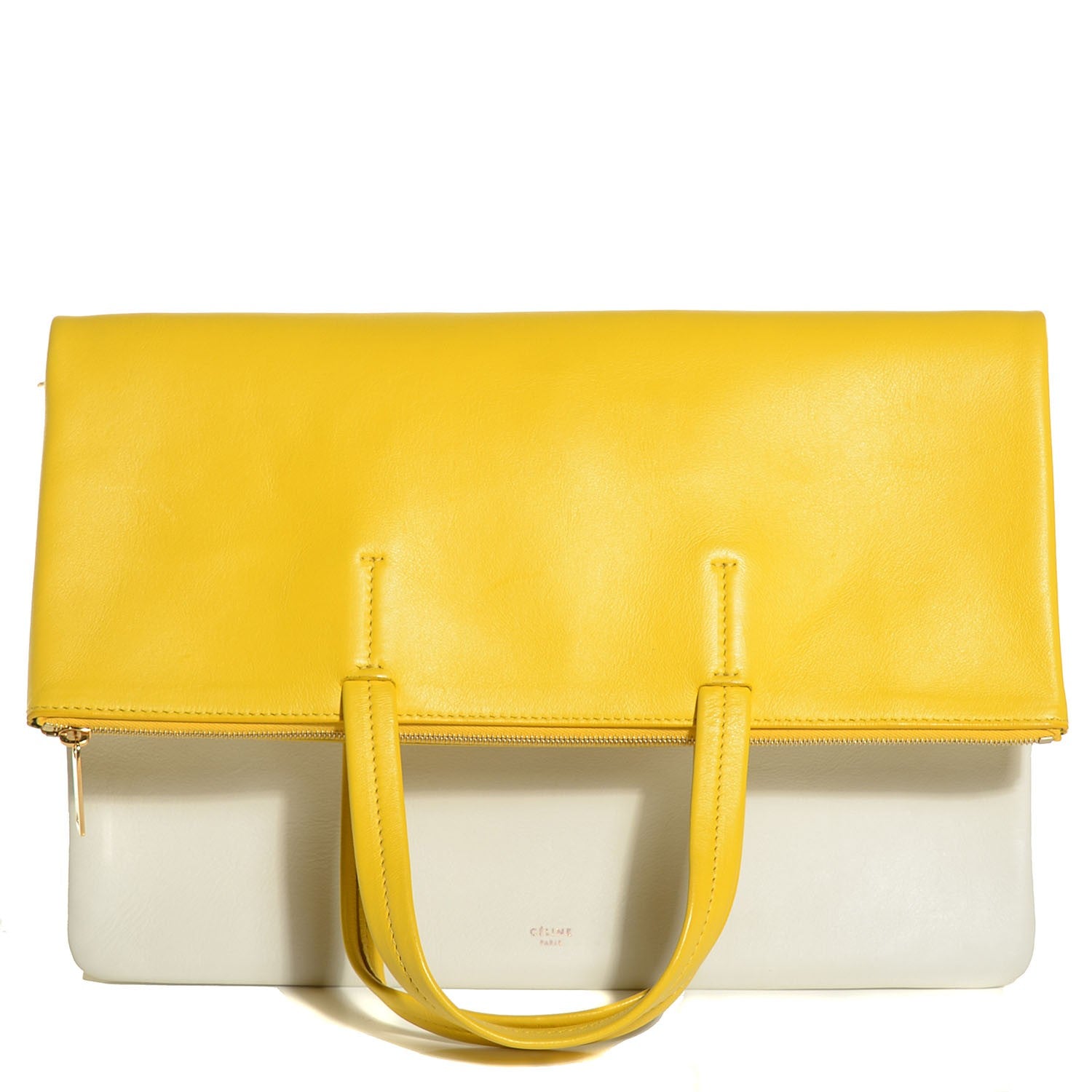 Celine Calfskin Folded Cabas Yellow White 1 of 11