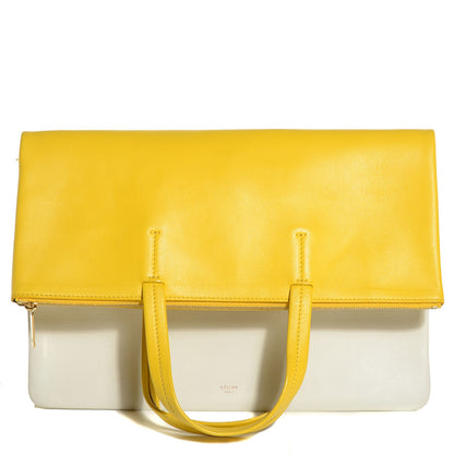 Celine Calfskin Folded Cabas Yellow White 1 of 11