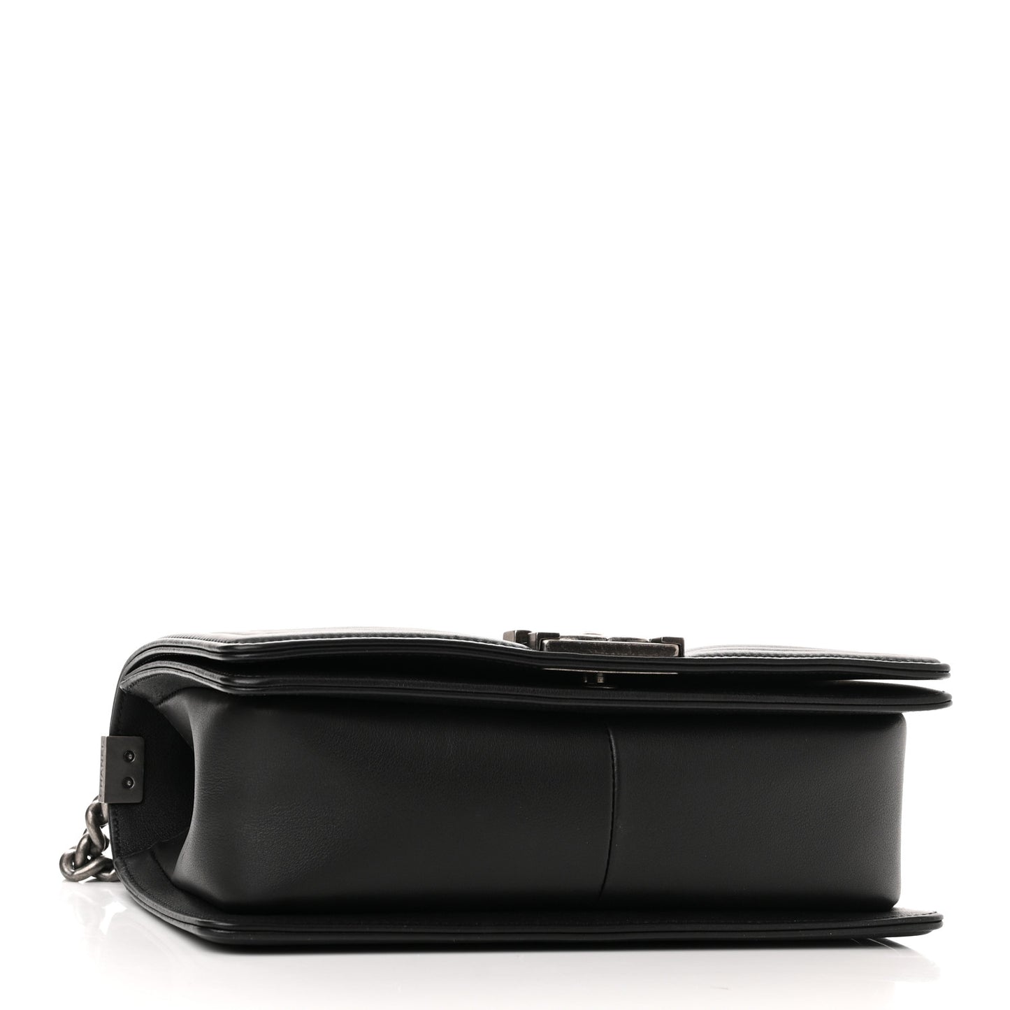 Lambskin Chevron Quilted Medium Boy Flap Black
