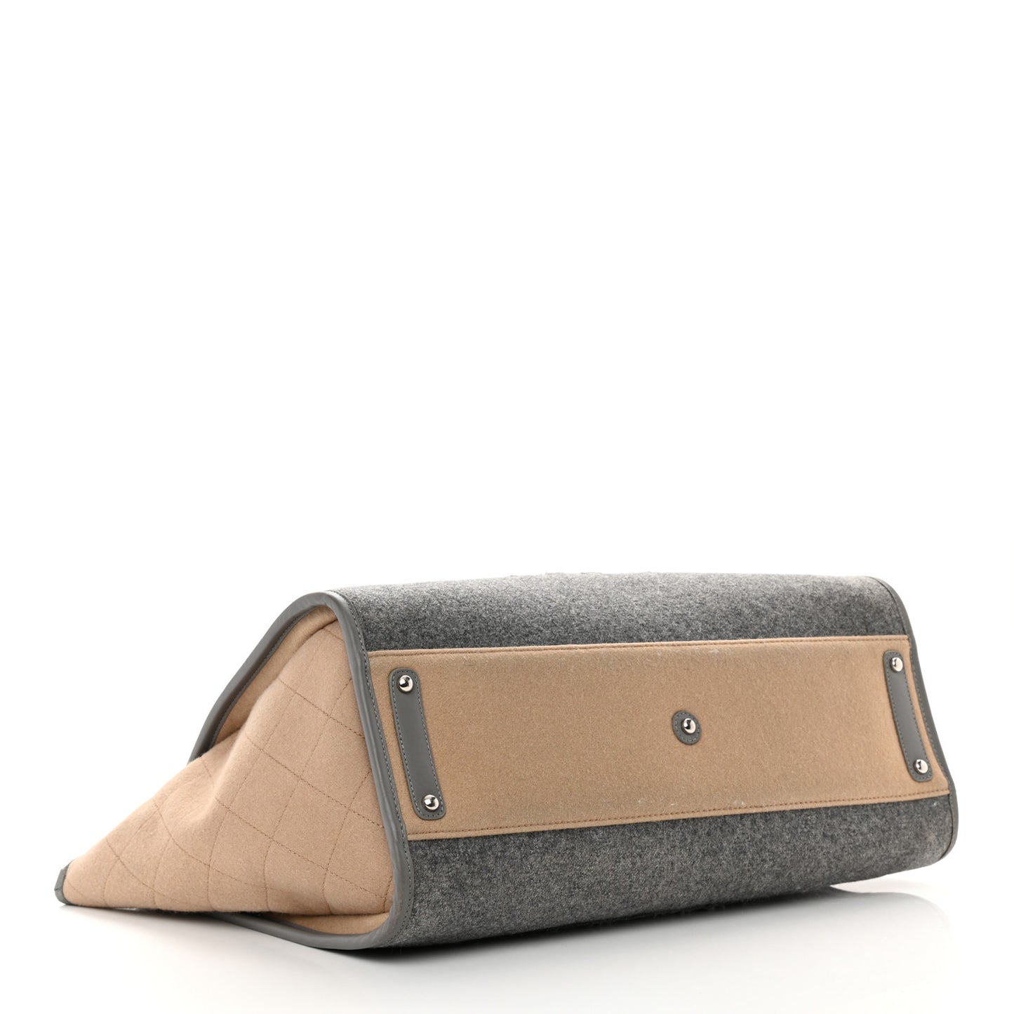 Wool Felt Calfskin Large Deauville Tote Grey Beige