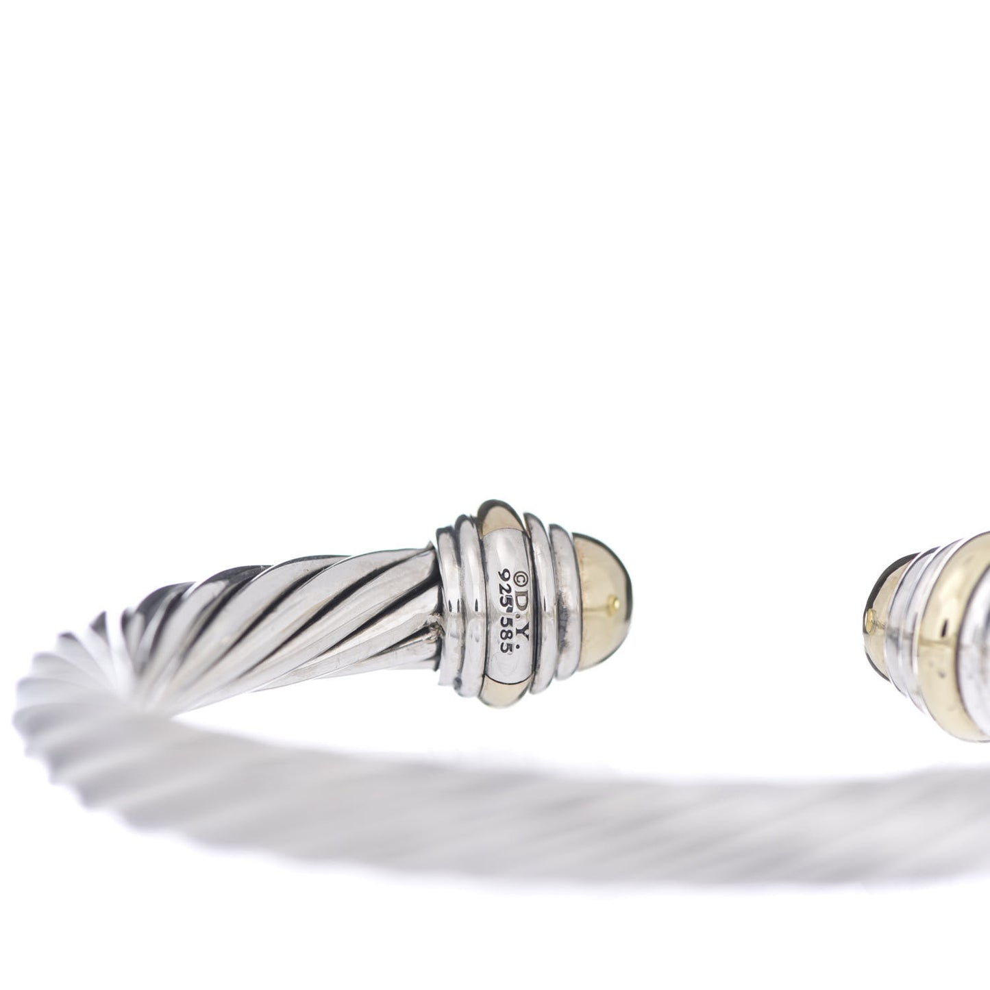 Sterling Silver 14K Yellow Gold 7mm Cable Classics Bracelet