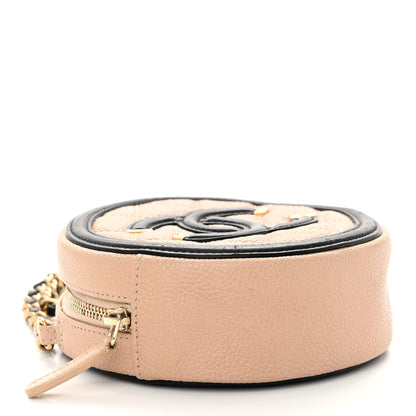 Chanel Caviar Quilted Round Filigree Crossbody Beige Black 4 of 10