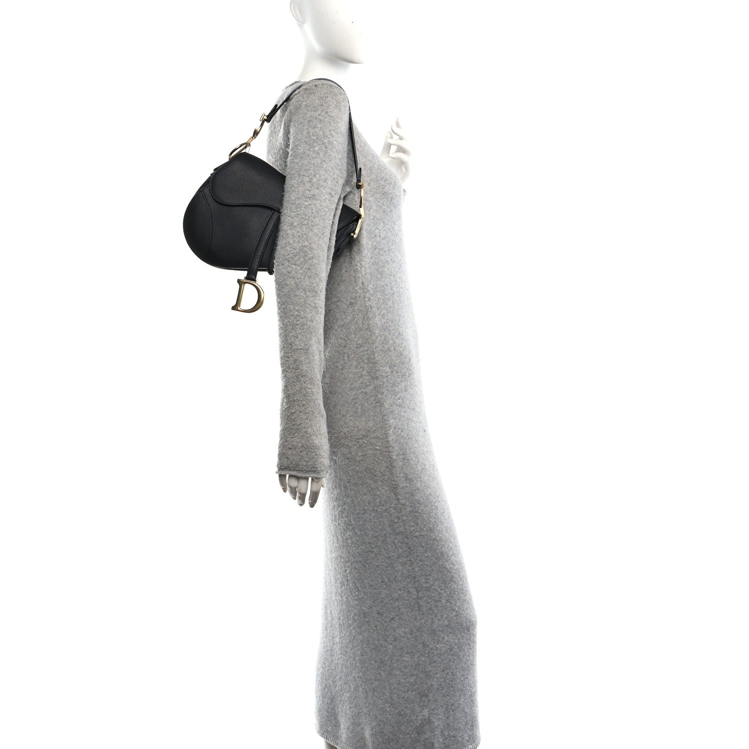 Christian Dior Grained Calfskin Saddle Bag Black 2 of 11