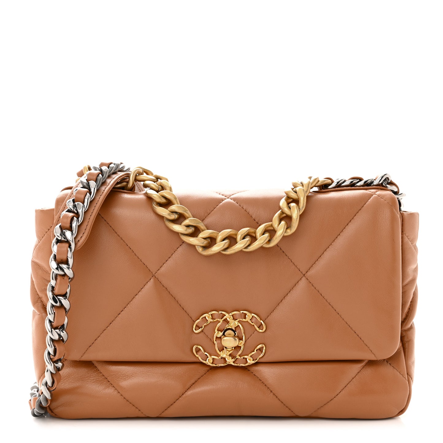 Lambskin Quilted Medium Chanel 19 Flap Brown