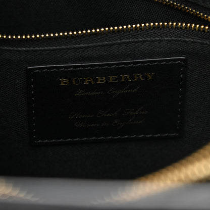 Burberry Grainy Calfskin House Check Medium Banner Tote Black 6 of 11