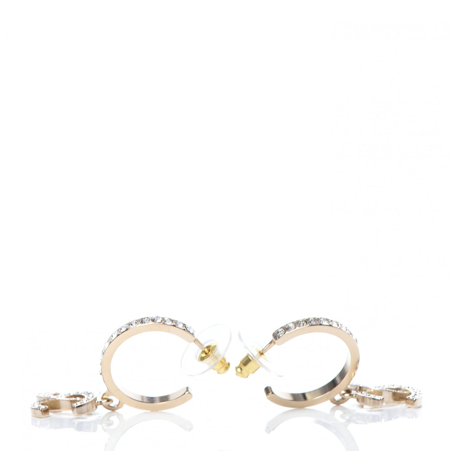 Crystal Lock Symbols CC Hoop Drop Earrings Gold