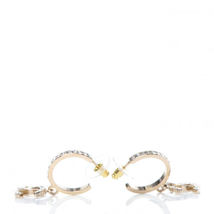 Chanel Crystal Lock Symbols CC Hoop Drop Earrings Gold 3 of 5