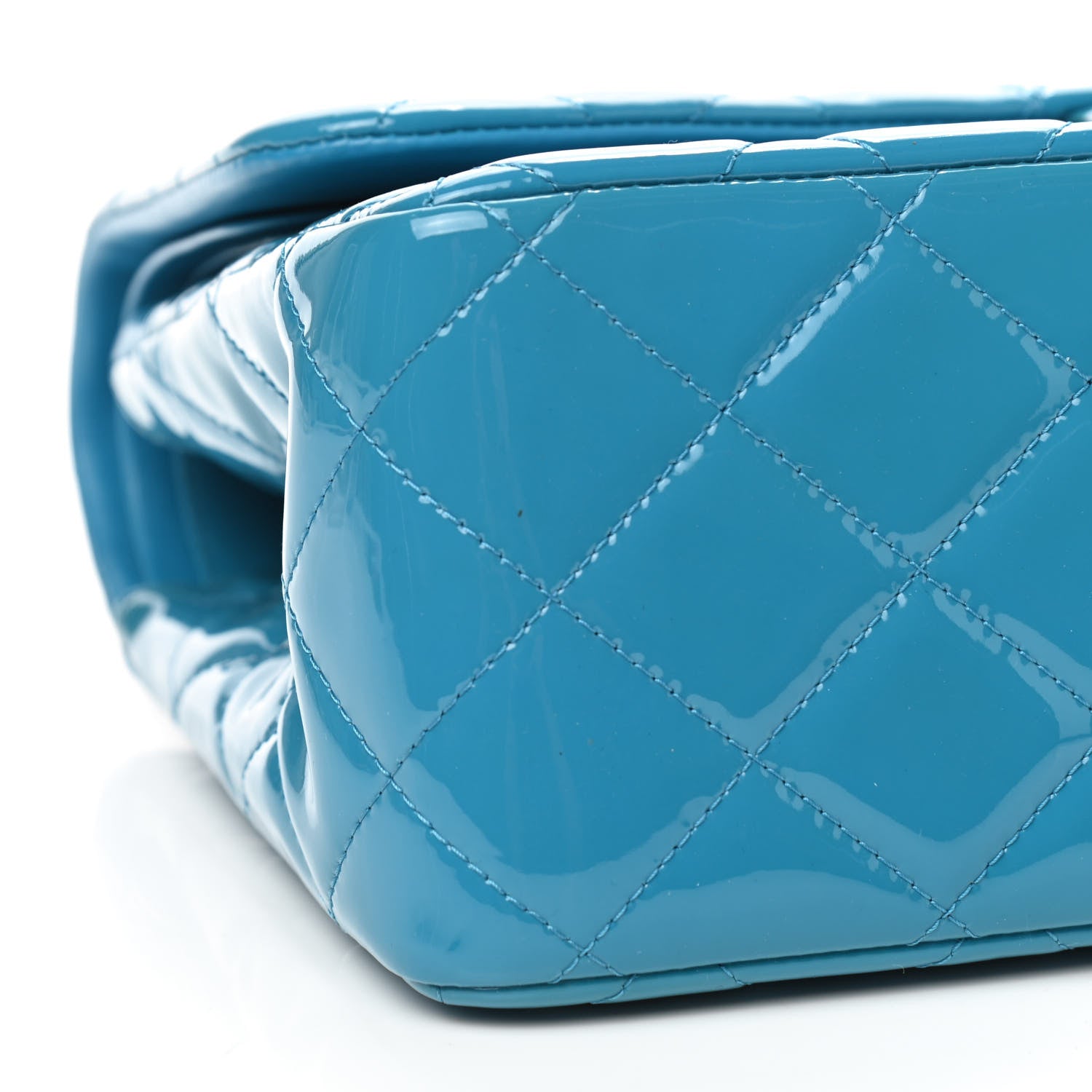 Chanel Patent Quilted Jumbo Double Flap Blue 5 of 10