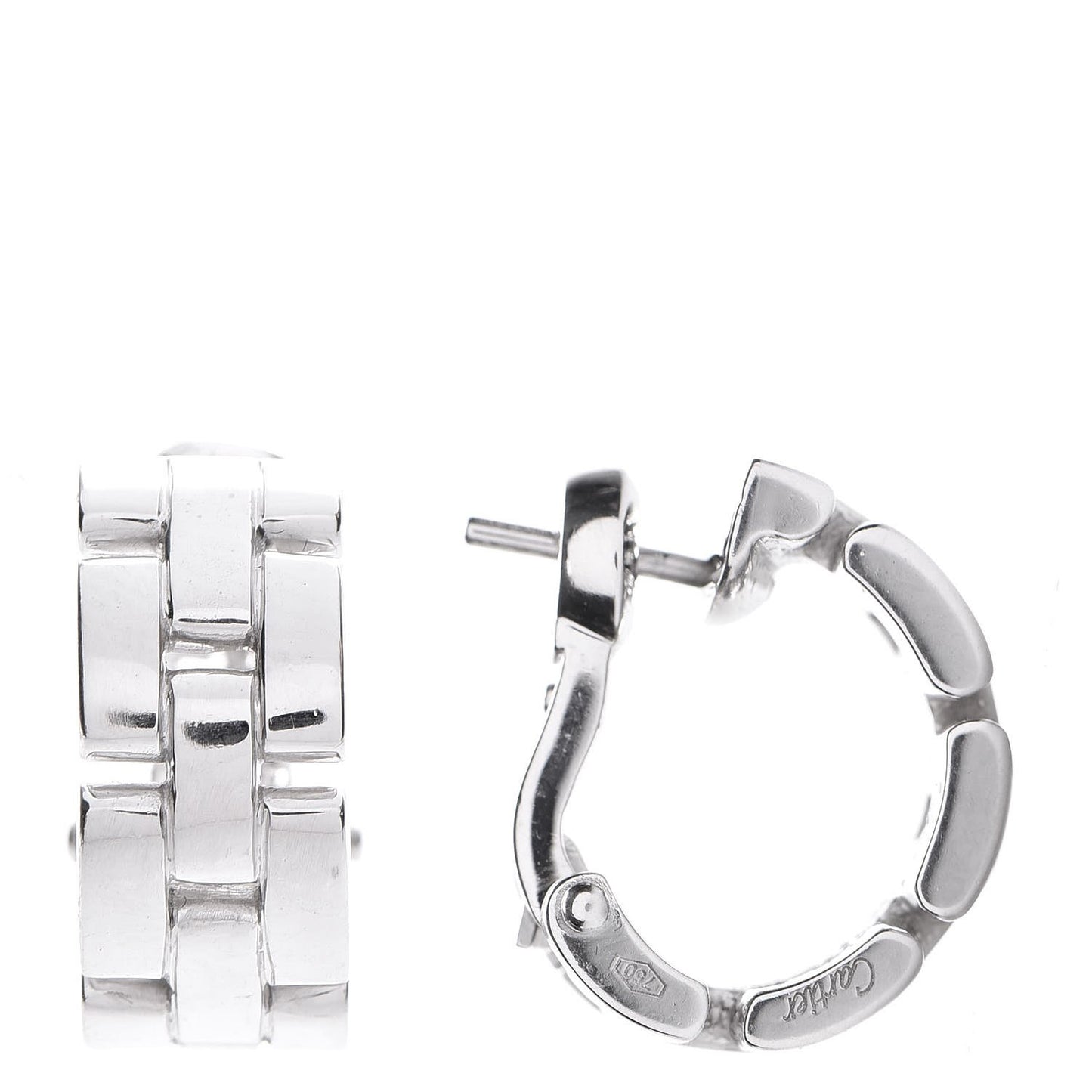 18K White Gold Panthere Maillon Earrings