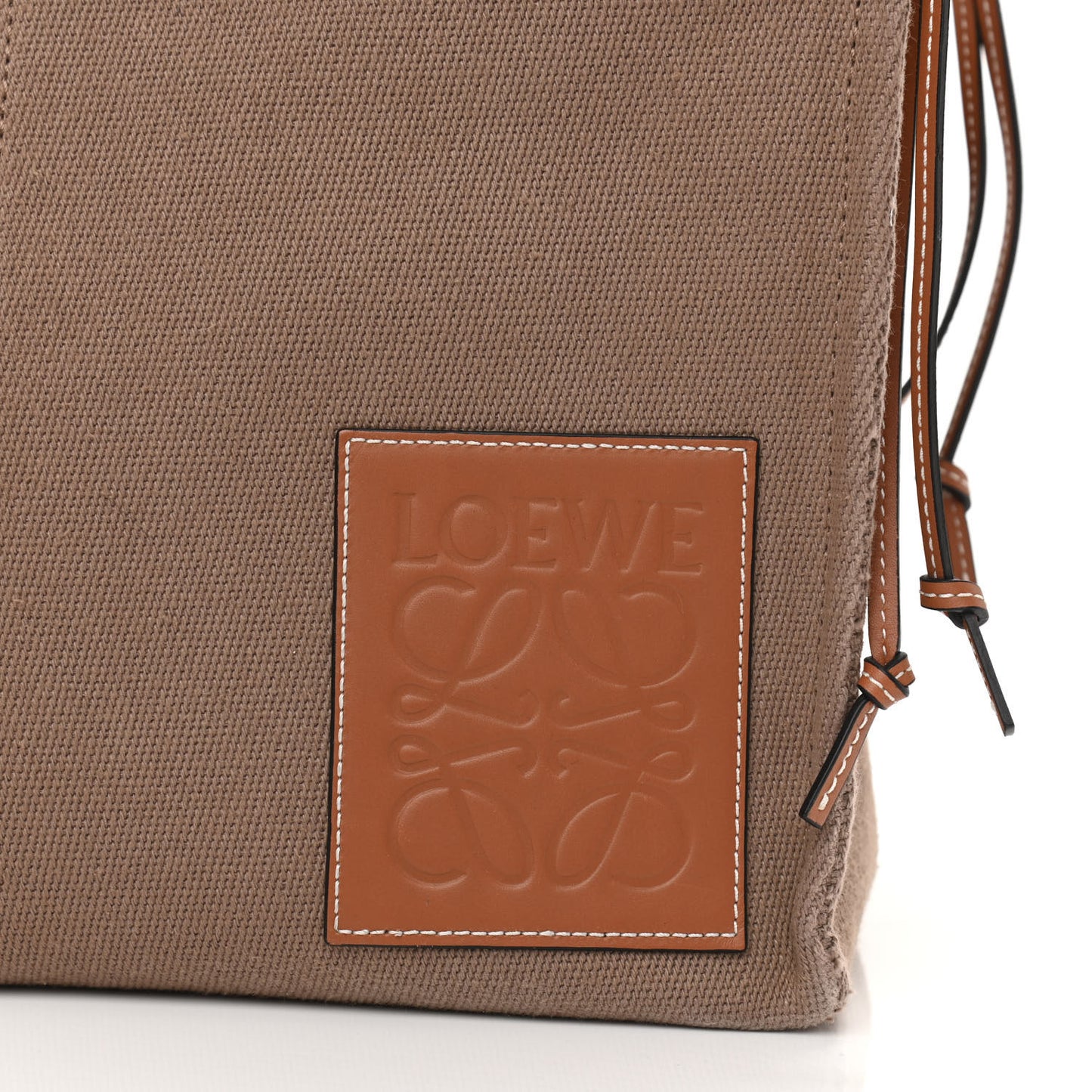Canvas Calfskin Cushion Tote Taupe